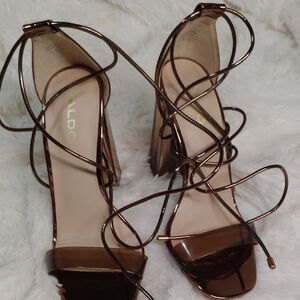 Aldo Women's Metallic Brown Strappy Heels